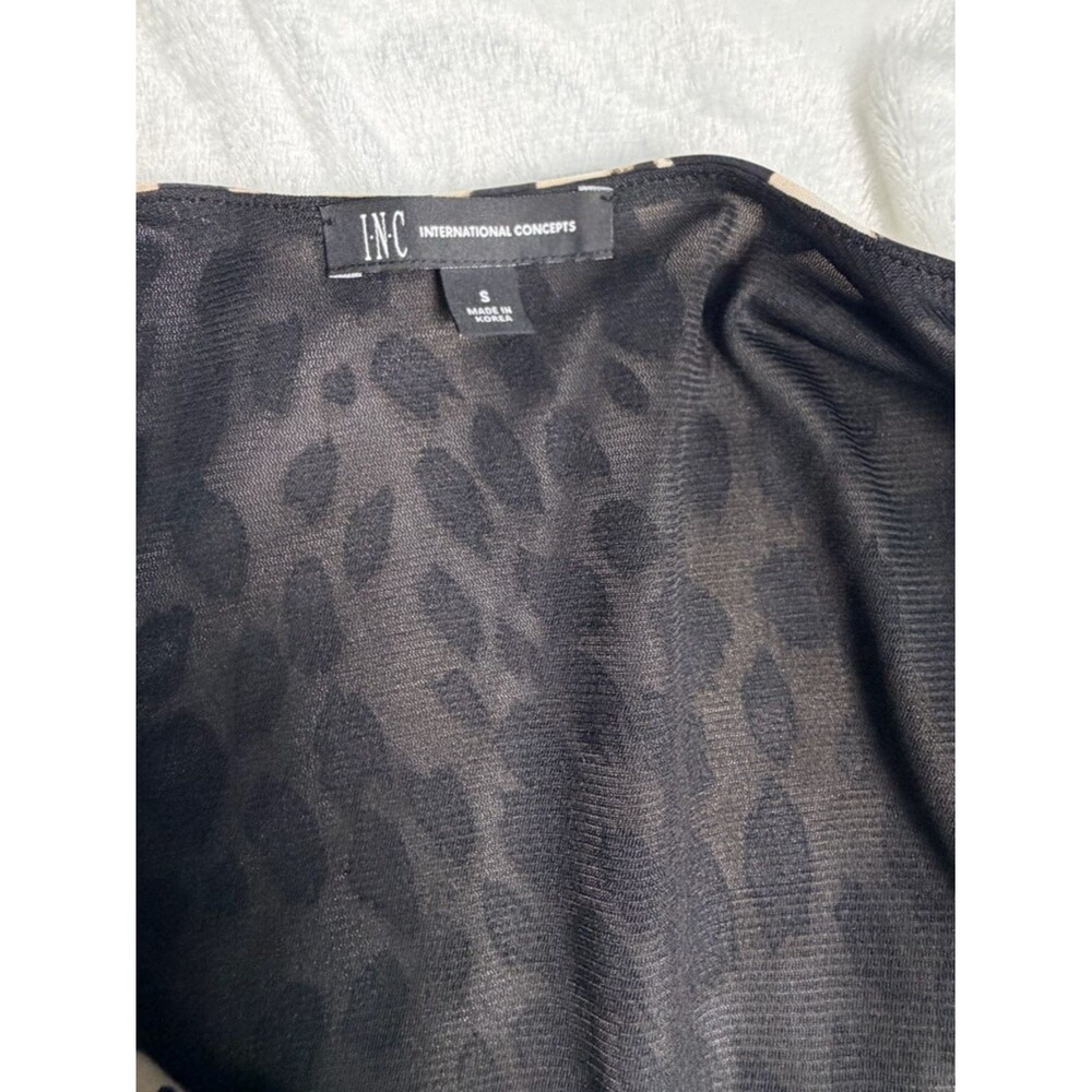 INC Leopard Print Maxi Dress Small Faux Wrap Tie Waist Ruffle Hem - Picture 6 of 8